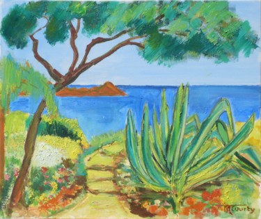 Картина под названием "Cote d'Azur" - Myriam Courty, Подлинное произведение искусства, Масло Установлен на Деревянная рама д…