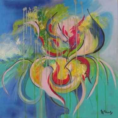 Pintura intitulada "Abstraction florale" por Myriam Courty, Obras de arte originais, Acrílico Montado em Armação em madeira