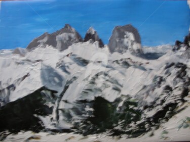 Schilderij getiteld "Abruzzo - Mont Sasso" door Colette Pennarun, Origineel Kunstwerk, Olie Gemonteerd op Frame voor houten…