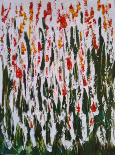 Peinture intitulée "Jardin Fleuri n°16" par Colette Pennarun, Œuvre d'art originale, Huile