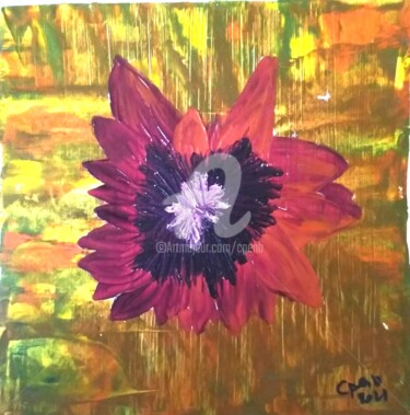 Painting titled "Fleur Stylisée n°8(…" by Colette Pennarun, Original Artwork, Oil