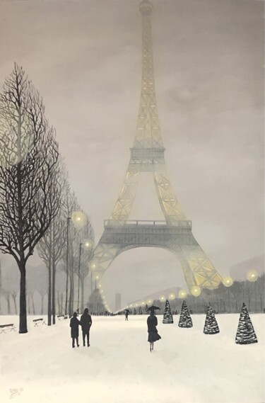 Pintura titulada "Winter In Paris" por Craig Willms, Obra de arte original, Acrílico