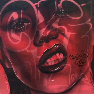 Картина под названием "BLACK SERIES - RED…" - Creami One, Подлинное произведение искусства, Рисунок распылителем краски