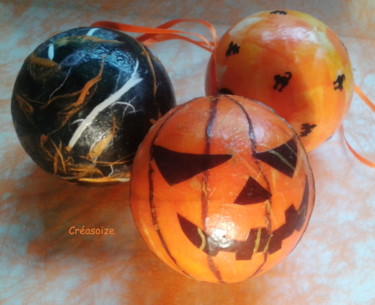 Artisanat intitulée "Boules Halloween, l…" par Creasoize, Œuvre d'art originale, Décoration de maison