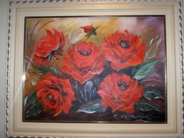Pintura intitulada "Buquê de rosas verm…" por Cristina Kolikoviski -Cris, Obras de arte originais, Óleo
