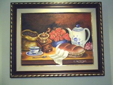 Pintura intitulada "Moedor de café." por Cristina Kolikoviski -Cris, Obras de arte originais, Óleo