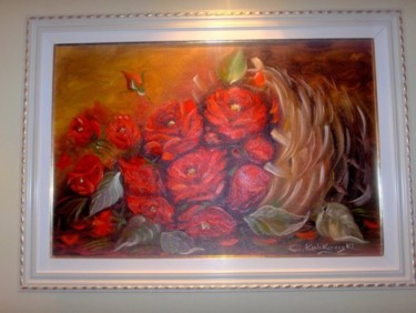 Pintura intitulada "Cesto de rosas." por Cristina Kolikoviski -Cris, Obras de arte originais, Óleo