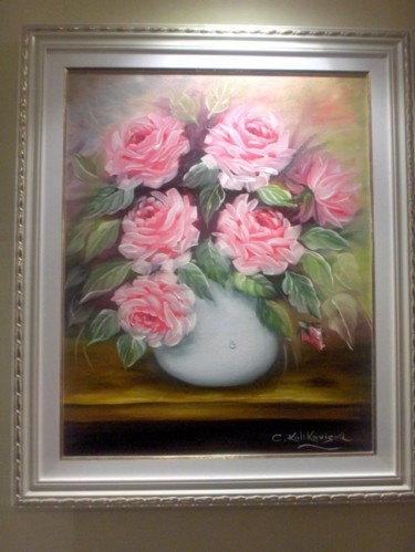 Pintura intitulada "Rosas no vaso" por Cristina Kolikoviski -Cris, Obras de arte originais, Óleo
