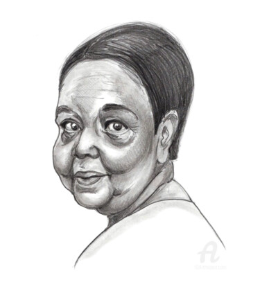 Drawing titled "Cesaria Evora - étu…" by Cristina Barbato, Original Artwork, Graphite