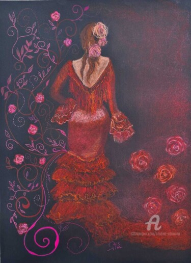 Painting titled "Bata de cola" by Cristina Carmona, Original Artwork, Pastel