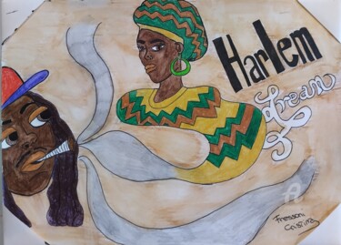 Drawing titled "Harlem Dream" by Cristina Frassoni, Original Artwork, Watercolor