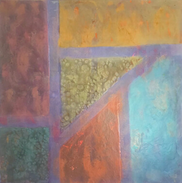 Painting titled "Metalic Geometry" by Cristina Ticovschi, Original Artwork, Pigments