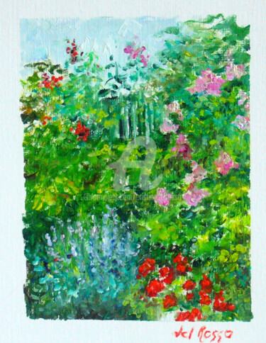 Painting titled "Jardín. Para Monet…" by Cristina Del Rosso, Original Artwork, Oil