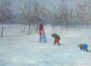 Schilderij getiteld "Nieve (Snow)" door Cristina Del Rosso, Origineel Kunstwerk, Olie