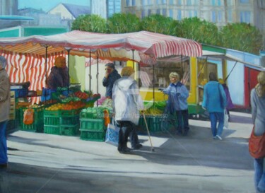 Pintura titulada "El mercadillo (The…" por Cristina Del Rosso, Obra de arte original, Oleo