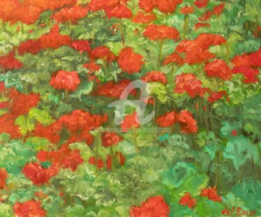 Pintura titulada "Geranios (Geraniums)" por Cristina Del Rosso, Obra de arte original, Oleo