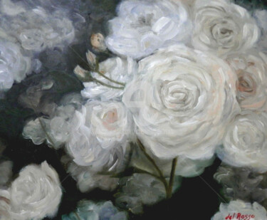 Schilderij getiteld "Rosas blancas (Whit…" door Cristina Del Rosso, Origineel Kunstwerk, Olie