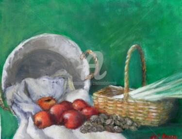 Pintura intitulada "Cestos, manzanas, p…" por Cristina Del Rosso, Obras de arte originais, Óleo