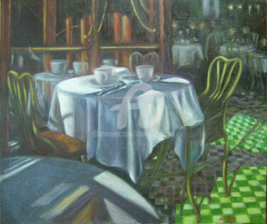 Painting titled "Café Torres" by Cristina Del Rosso, Original Artwork, Oil