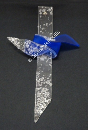 Γλυπτική με τίτλο "Blue Cross" από Cristina Marquès, Αυθεντικά έργα τέχνης, Πλαστική ύλη