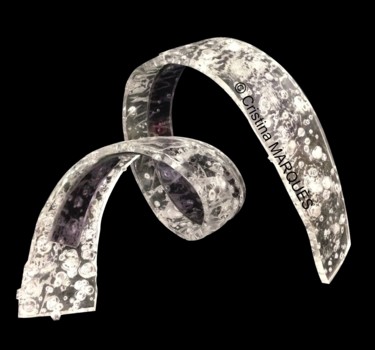 Sculpture titled "Grey Spiral" by Cristina Marquès, Original Artwork, Plastic