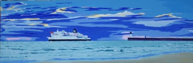 Pittura intitolato "ferry à Calais" da Christelle Vaesken, Opera d'arte originale, Acrilico