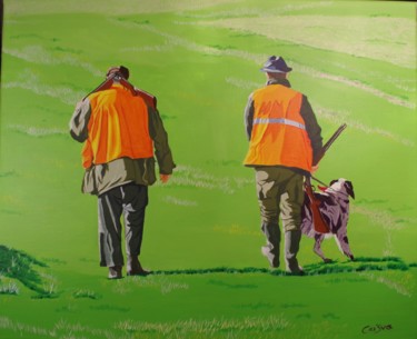Peinture intitulée "chasseurs" par Christelle Vaesken, Œuvre d'art originale, Acrylique