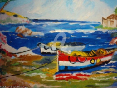 Painting titled "PAYSAGE MARIN" by Lodya, Original Artwork, Oil