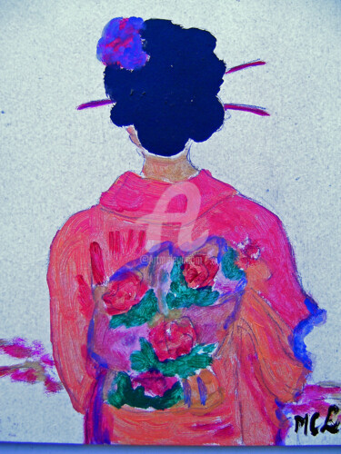 Peinture intitulée "geisha" par Lodya, Œuvre d'art originale, Huile