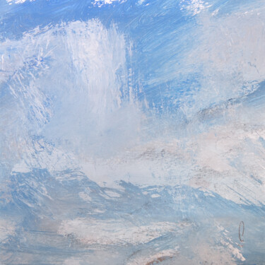 Schilderij getiteld "ÉTUDE NUAGE BLEU #2" door Jean-Louis Crudenaire, Origineel Kunstwerk, Gouache