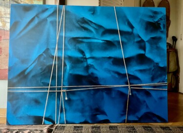 Pittura intitolato "Azul con cuerdas" da Cruz Gandarillas, Opera d'arte originale, Acrilico Montato su Telaio per barella in…