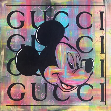 「Mr Mickey G」というタイトルの絵画 Crysによって, オリジナルのアートワーク, アクリル ウッドストレッチャーフレームにマウント