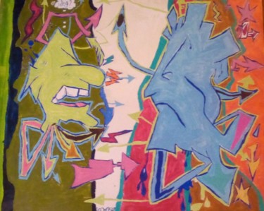 Peinture intitulée "Confrontation" par Poxy, Œuvre d'art originale, Huile