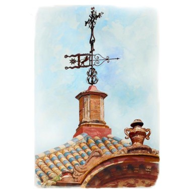 Pintura titulada "Veleta Casa los Agu…" por Antonio Cubero Jiménez, Obra de arte original