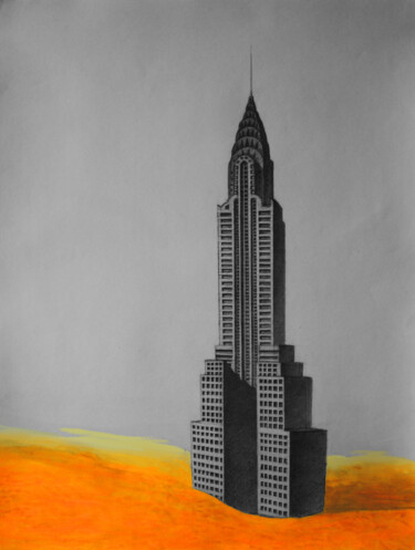 Malerei mit dem Titel "Chrysler Building i…" von Curlydafna, Original-Kunstwerk, Bleistift