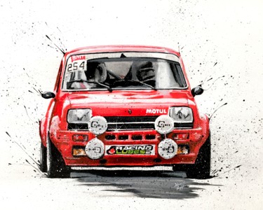 Painting titled "Renault 5 Alpine" by Yvan Courtet, Original Artwork, Acrylic