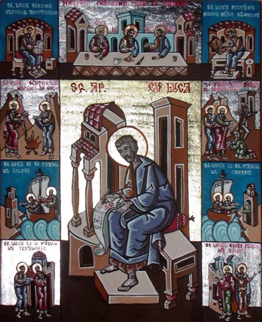 Peinture intitulée ""ST.APOSTLE AND EVA…" par Claudiu Victor Gheorghiu, Œuvre d'art originale, Autre