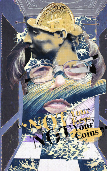 Arte digital titulada "Face of Satoshi #25" por Cyber Rex, Obra de arte original, Collages digitales