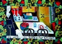 Painting titled "alone in the kitchen" by Cynthia Korzekwa, Original Artwork