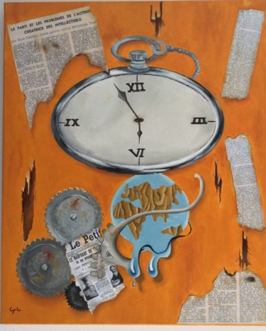 Painting titled "Le monde à temps" by Cyrlo, Original Artwork, Oil