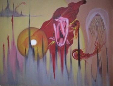 Schilderij getiteld "It came by  surprise" door Cyril Harris, Origineel Kunstwerk, Acryl