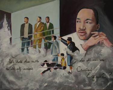 Painting titled "Martins assasination" by Cyril Harris, Original Artwork, Oil