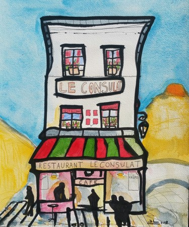 Painting titled "Le consulat" by Cyrille Baudrin, Original Artwork, Watercolor