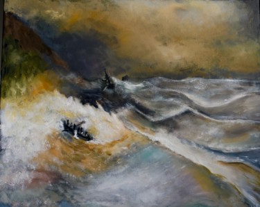 Peinture intitulée "naufrage" par Dominique Duhot, Œuvre d'art originale, Huile