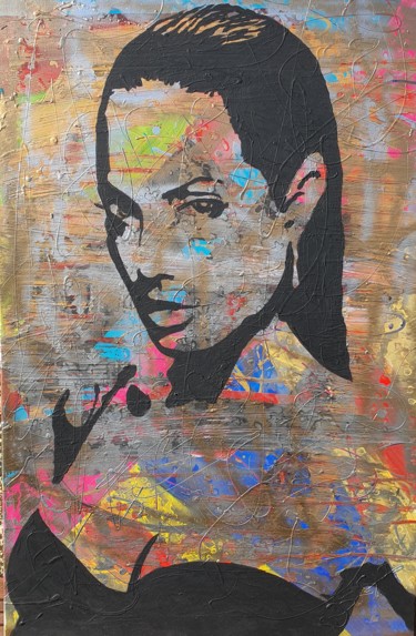 Malerei mit dem Titel "Angelina Jolie" von D.S.A.Rt, Original-Kunstwerk, Acryl