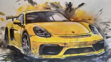Painting titled "Porsche" by D.S.A.Rt, Original Artwork, Watercolor