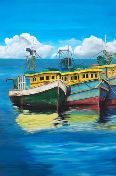 「vizag harbour 10」というタイトルの絵画 D Shiva Prasad Reddy Shivaによって, オリジナルのアートワーク, アクリル