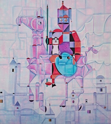 Peinture intitulée "The Knight" par Da Hong, Œuvre d'art originale, Huile