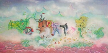 Schilderij getiteld "12 Chinese Zodiac S…" door Da Hong, Origineel Kunstwerk, Olie