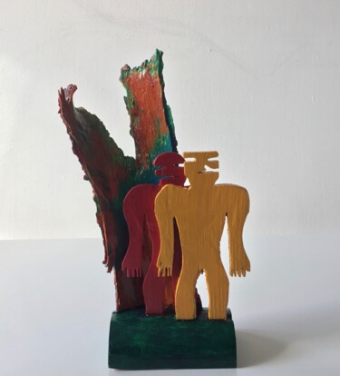Skulptur mit dem Titel "Hide & seek" von Dablart, Original-Kunstwerk, Holz